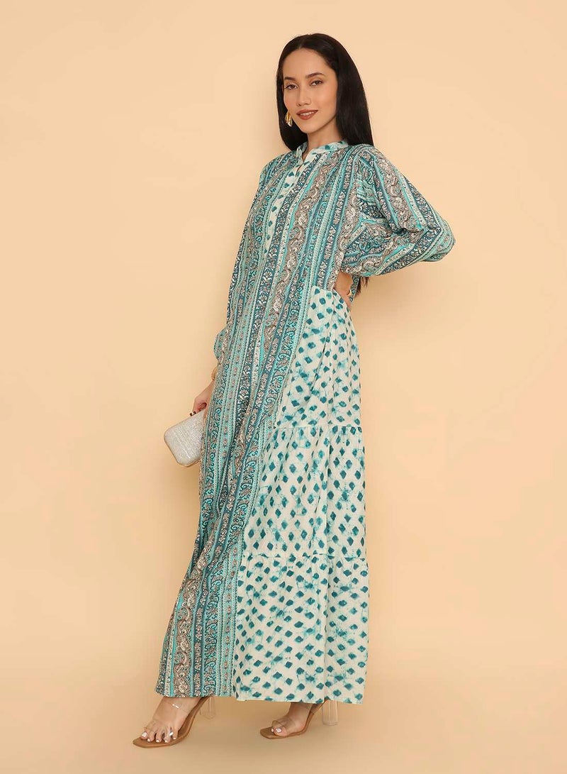 HANA & SARA Long printed arabic jalabiya dress for womens - Image 5