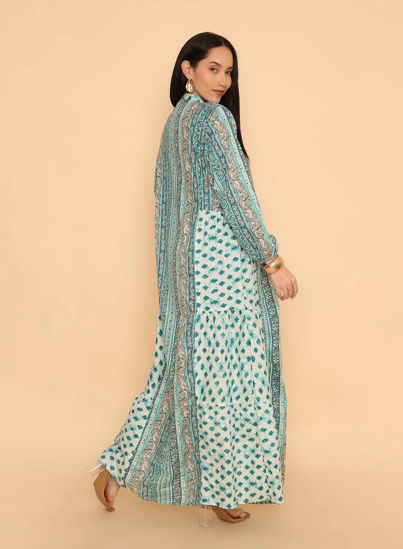 HANA & SARA Long printed arabic jalabiya dress for womens - Image 2