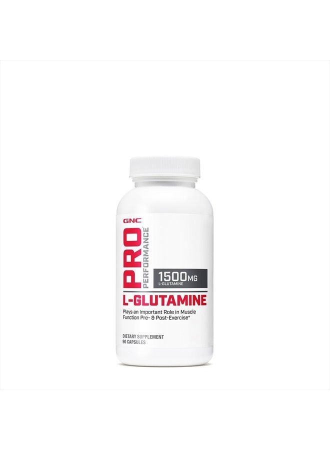 GNC Pro Performance L-Glutamine, 90 Capsules, Supports Muscle Recovery - Image 1