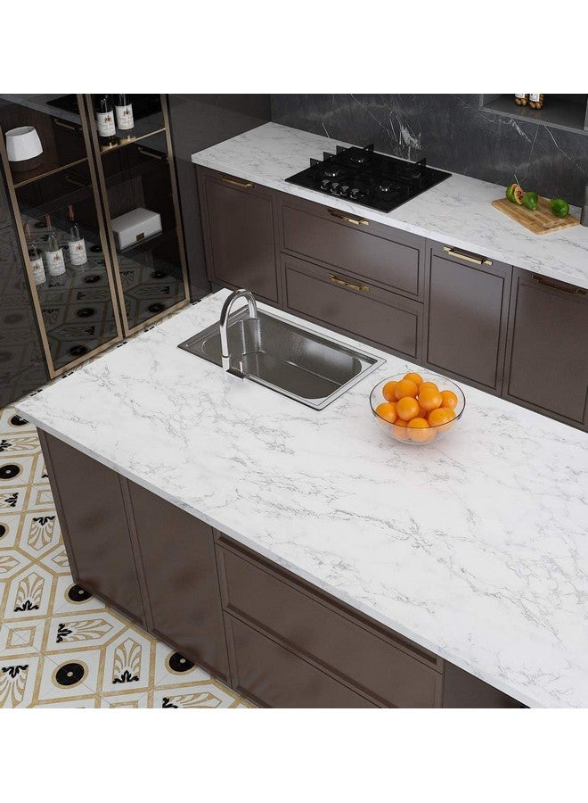 SUNBIRD Wood Grain Wallpaper Peel and Stick Marble Contact Paper for Countertops Waterproof Decorative Self Adhesive Film for Furniture (24 X 100 Inch, Matte White Marble) - Image 3