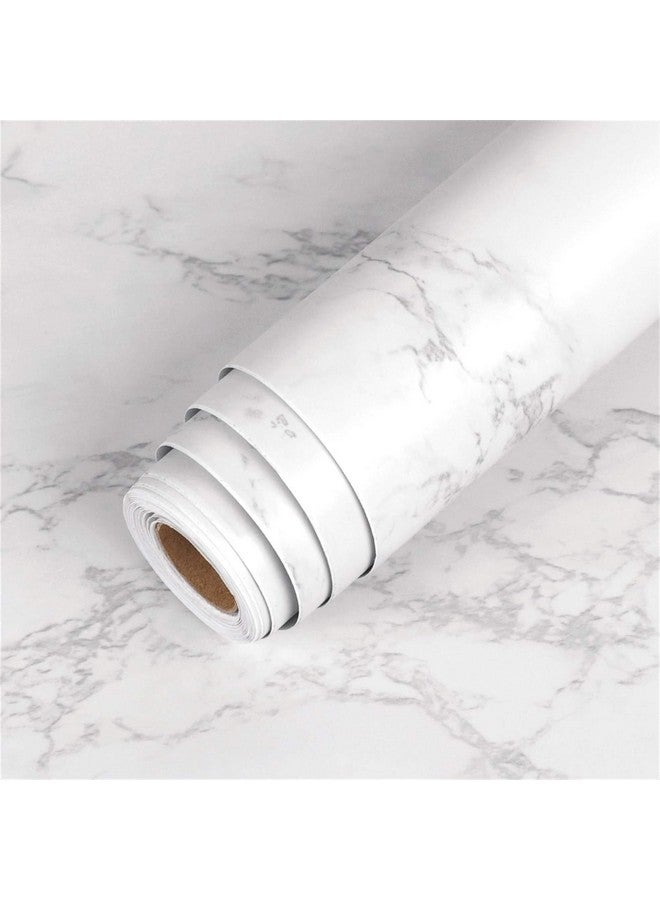 SUNBIRD Wood Grain Wallpaper Peel and Stick Marble Contact Paper for Countertops Waterproof Decorative Self Adhesive Film for Furniture (24 X 100 Inch, Matte White Marble) - Image 1
