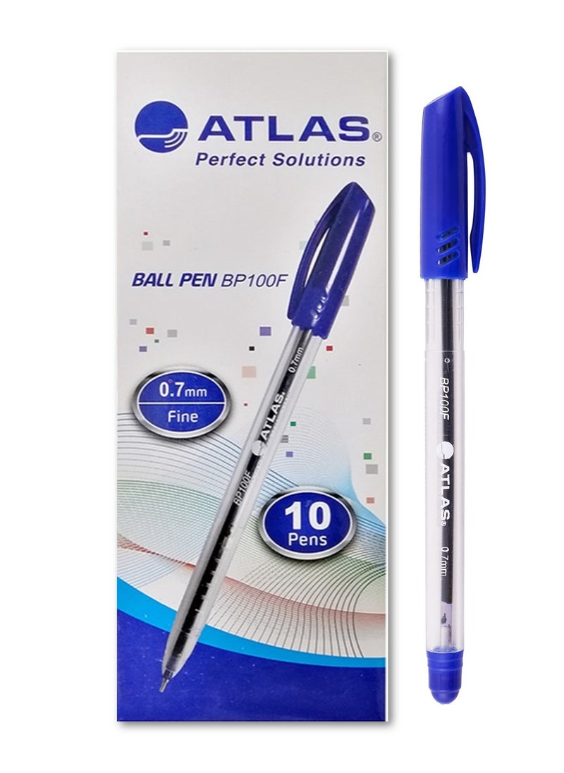 ATLAS 10-Piece Ballpoint Pen 0.7mm Tip Blue Ink  - Image 1