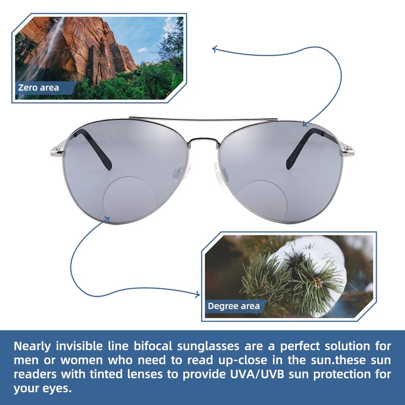 Ryegis Classic Bifocal Sunglasses,Men's Command Aviator Metal Reading Glasses 2.5 - Image 2