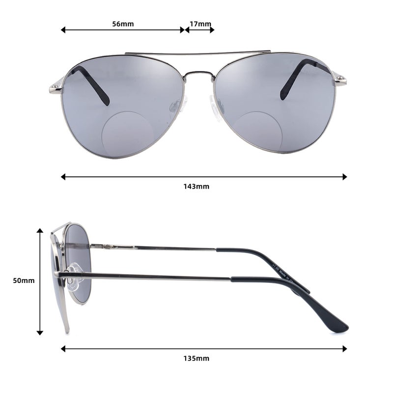 Ryegis Classic Bifocal Sunglasses,Men's Command Aviator Metal Reading Glasses 2.5 - Image 4
