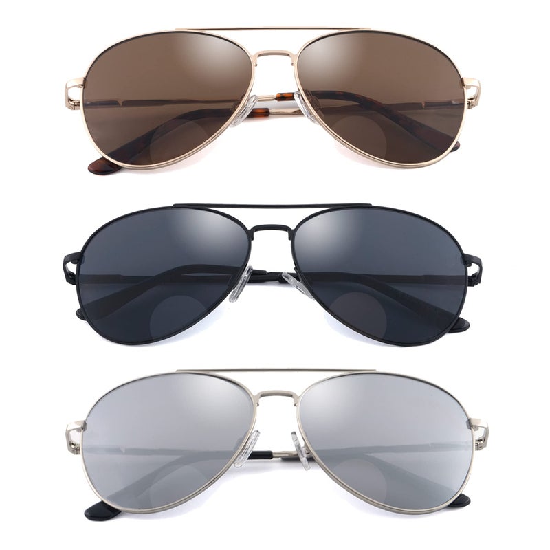 Ryegis Classic Bifocal Sunglasses,Men's Command Aviator Metal Reading Glasses 2.5 - Image 1