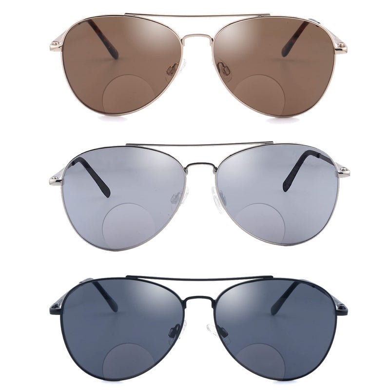 Ryegis Classic Bifocal Sunglasses,Men's Command Aviator Metal Reading Glasses 2.5 - Image 5