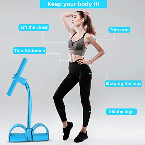 PEN&H Multi-Function Tension Rope–4 Tube Resistance Bands with Handles–Sit Up Exercise Equipment Home Gym Tummy Trainer for Men Women(Blue) - Image 3
