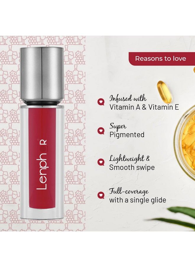 Lenphor Colour Me Up Liquid Lipstick Is Infused With Vitamin A And E Super Pigmented Transferproof Smudgeresistant Matte Look Wine 052Ml - Image 3