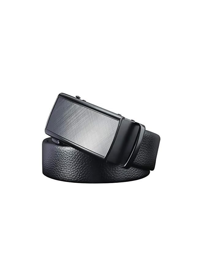 بروماس حزام رجالي من الجلد، حزام أنيق من الجلد مع إبزيم تلقائي مرفق في صندوق هدايا أنيق يمكن تقليمه (أسود) - Image 2