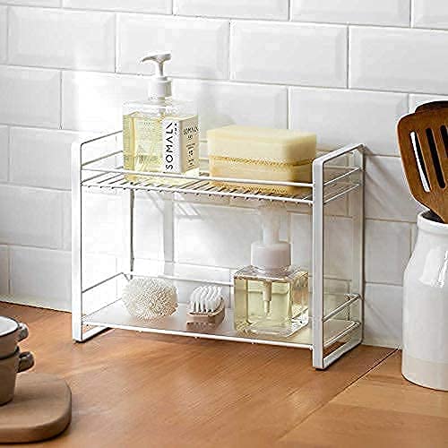 Craftland Wrought Iron Countertop/Cabinet 2 Tier Kitchen Organiser/stand/Shelf/Holder/Utensils Rack for Spices Jars (White) - Image 4
