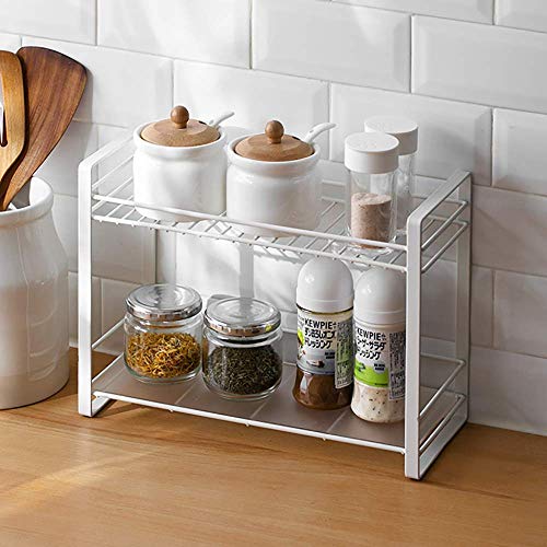 Craftland Wrought Iron Countertop/Cabinet 2 Tier Kitchen Organiser/stand/Shelf/Holder/Utensils Rack for Spices Jars (White) - Image 1