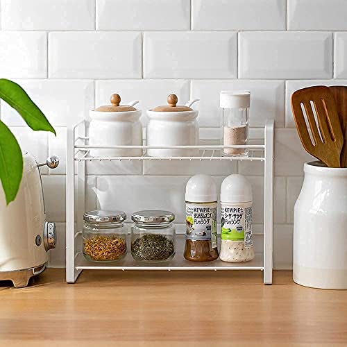 Craftland Wrought Iron Countertop/Cabinet 2 Tier Kitchen Organiser/stand/Shelf/Holder/Utensils Rack for Spices Jars (White) - Image 3