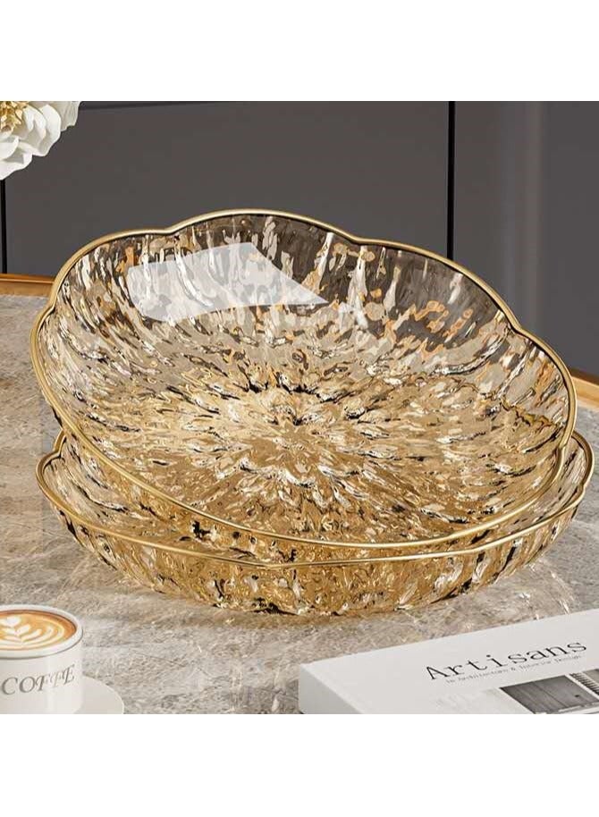 2 Pack Multifunctional Transparent High-end Home Table Cover Food Grade Snack Candy Nut Plate Fruit Plate - Transparent Amber - Image 1