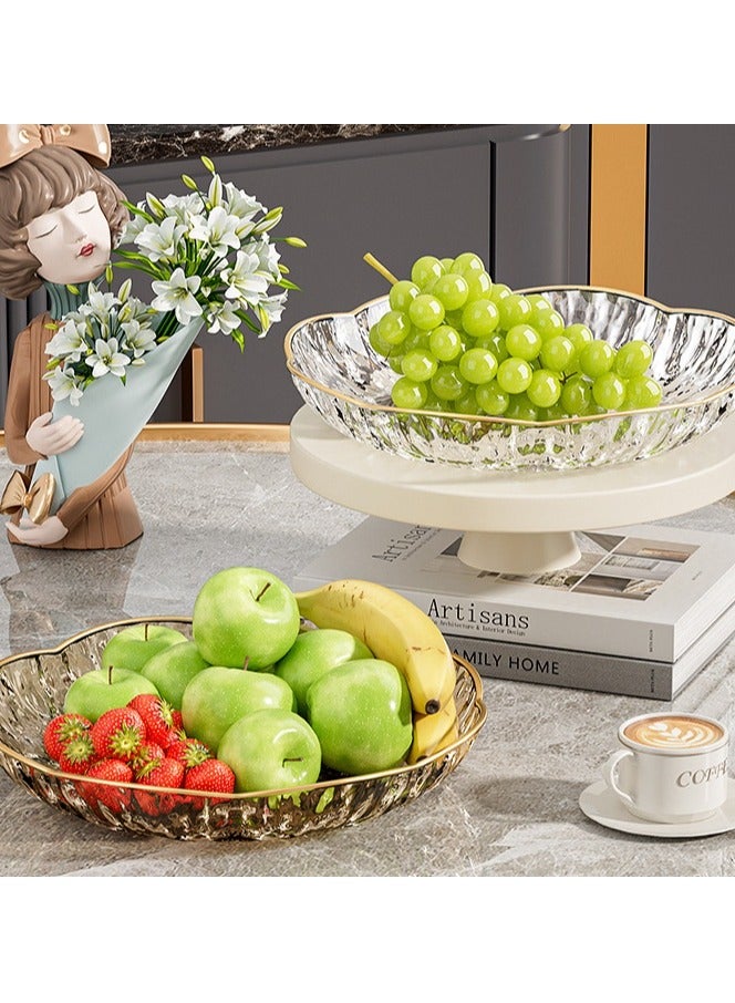 2 Pack Multifunctional Transparent High-end Home Table Cover Food Grade Snack Candy Nut Plate Fruit Plate - Transparent Amber - Image 3