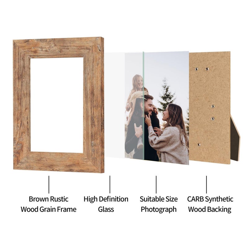 iRahmen 5x7 Picture Frame Set of 4 with High Definition Real Glass, Mixed Color Wood Photo Frames for Desktop Display and Wall Mounting - Image 4