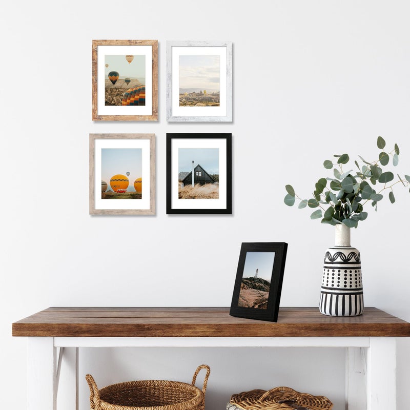 iRahmen 5x7 Picture Frame Set of 4 with High Definition Real Glass, Mixed Color Wood Photo Frames for Desktop Display and Wall Mounting - Image 3