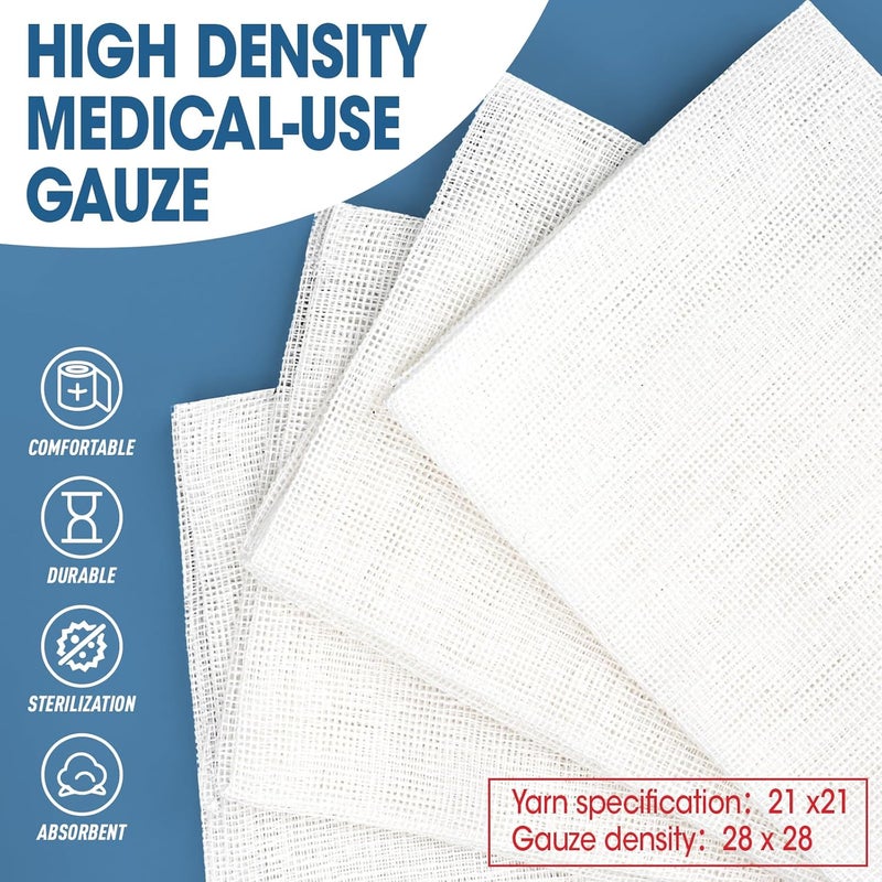 AZEN 50 Pack Sterile Gauze Pads 3 x 4 Non Stick Gauze Pads 8Ply Cotton Gauze Sponges for Wound Care and First Aid Highly Absorbent Individually Wrapped Medical Gauzes - Image 4