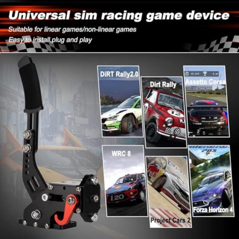 فرامل اليد USB 64 بت للكمبيوتر الشخصي، فرملة اليد لألعاب سباقات SIM لـ Logitech G25 G27 G29 T500 T300 FANATECOSW DIRT RALLY، كابل نايلون 2 متر أسود - Image 3