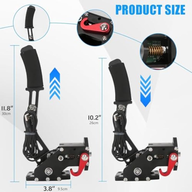 فرامل اليد USB 64 بت للكمبيوتر الشخصي، فرملة اليد لألعاب سباقات SIM لـ Logitech G25 G27 G29 T500 T300 FANATECOSW DIRT RALLY، كابل نايلون 2 متر أسود - Image 4