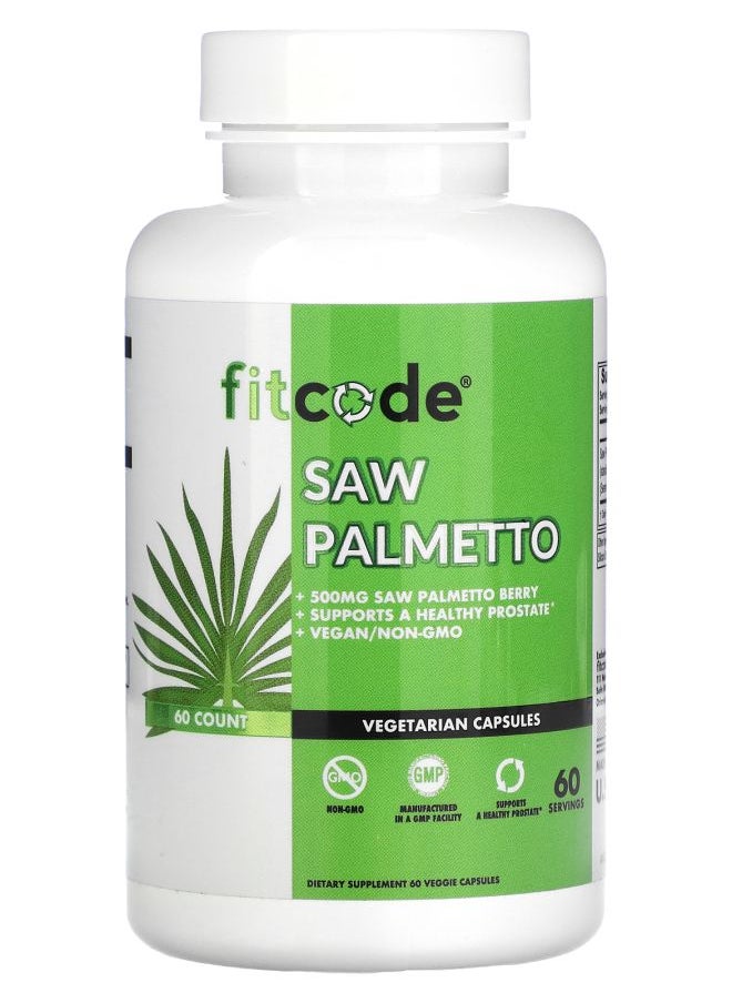 fitcode Saw Palmetto 500 mg 60 Veggie Capsules 