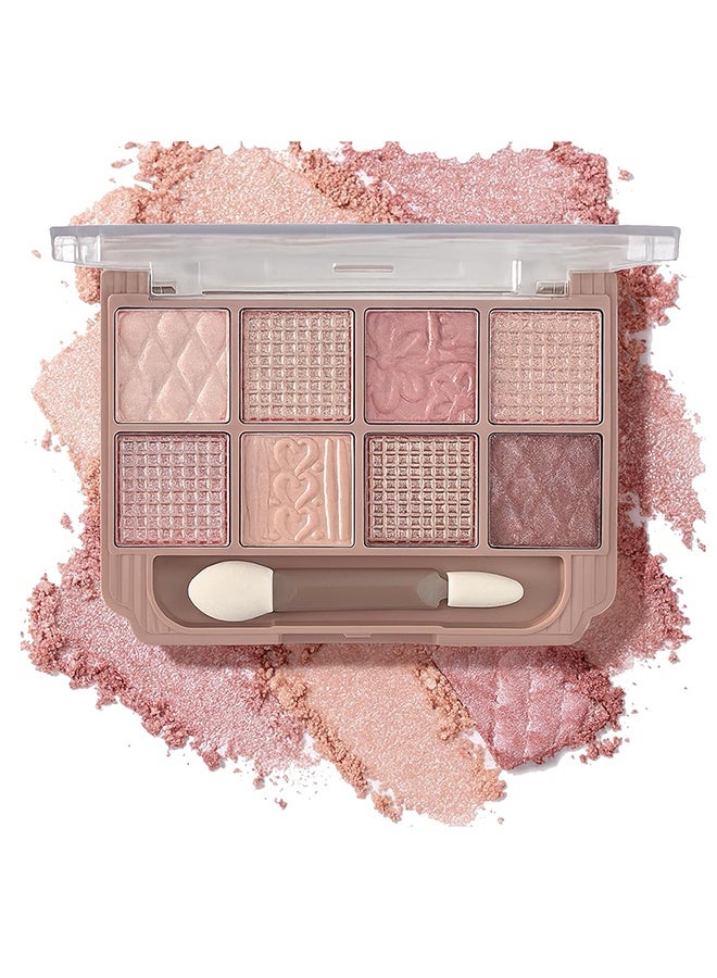 KAPEINE 8 Colors Eyeshadow Palette, Red Brown Eyeshadow Shimmer Eyes Makeup Palette Eye Shades With 1 Dual Brush Long-Lasting Blendable Shades, Naturing-Looking, Waterproof Warm Eye Shadow for Women-02 - Image 1
