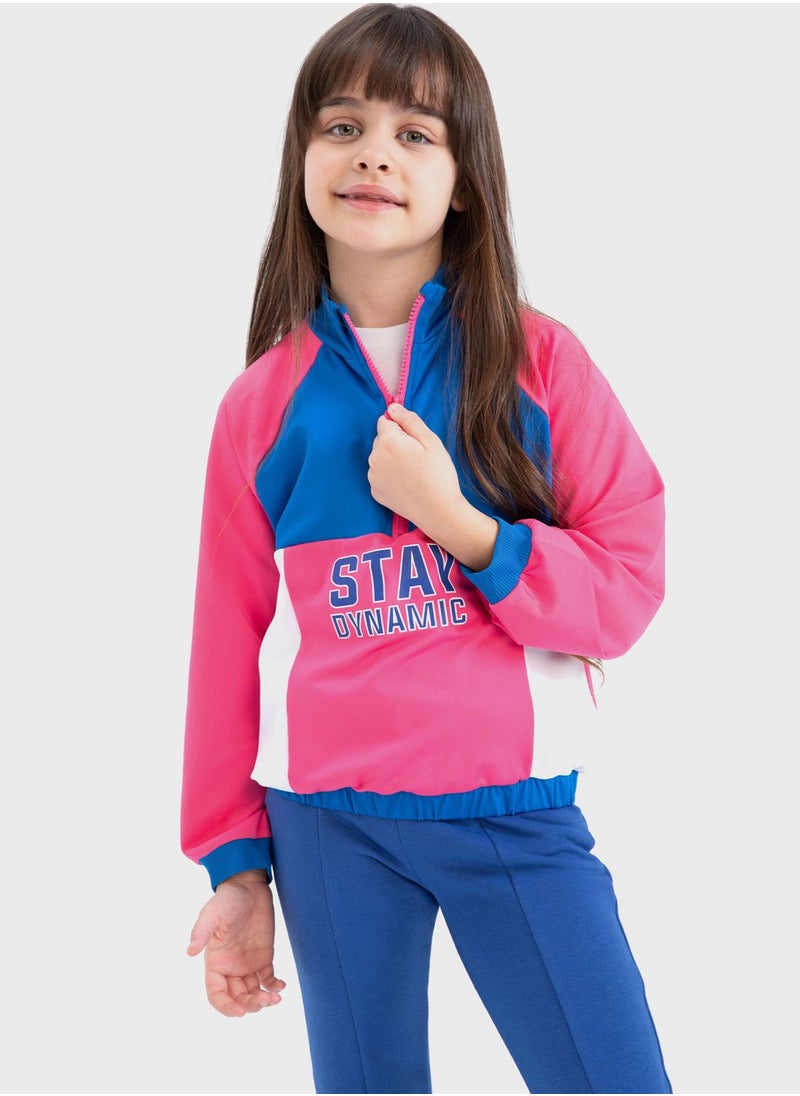 DeFacto - Kids Printed Half Zip Sweatshirt - Image 1