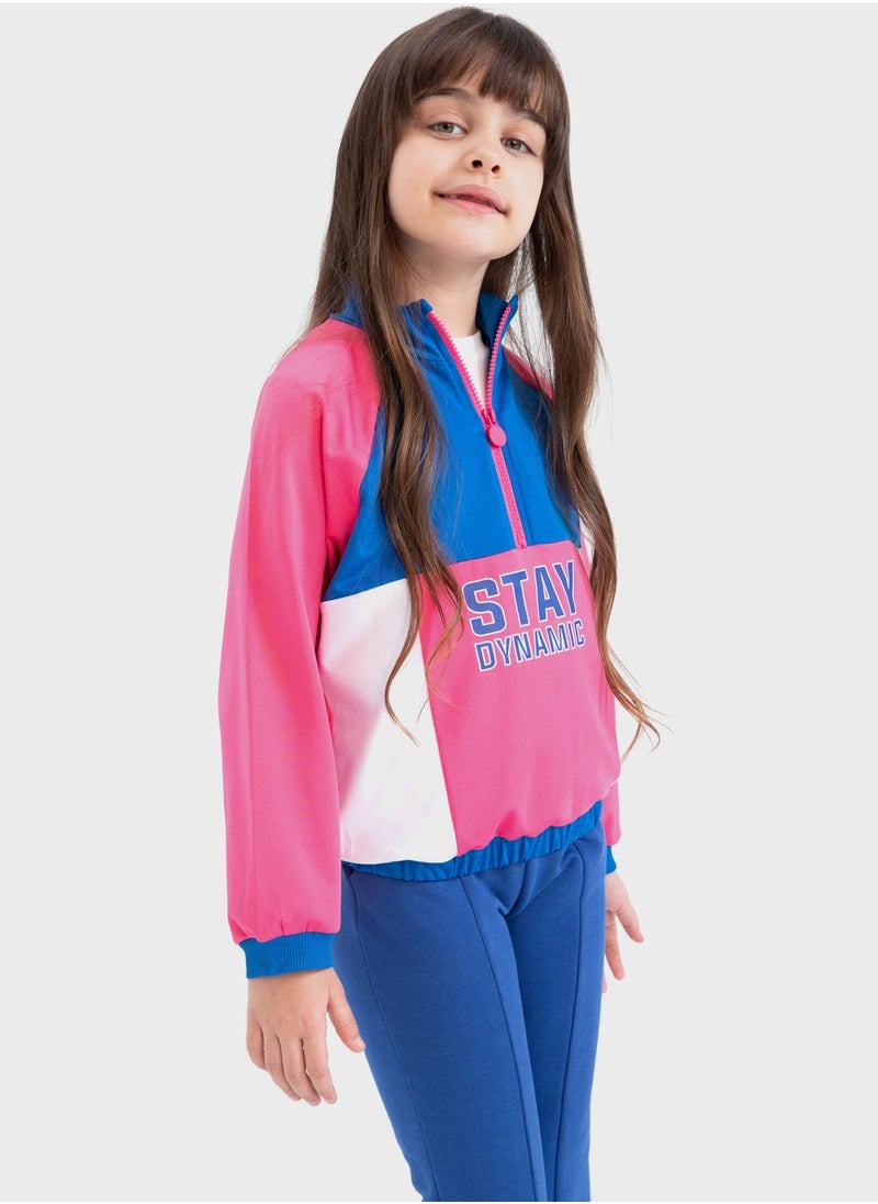 DeFacto - Kids Printed Half Zip Sweatshirt - Image 1