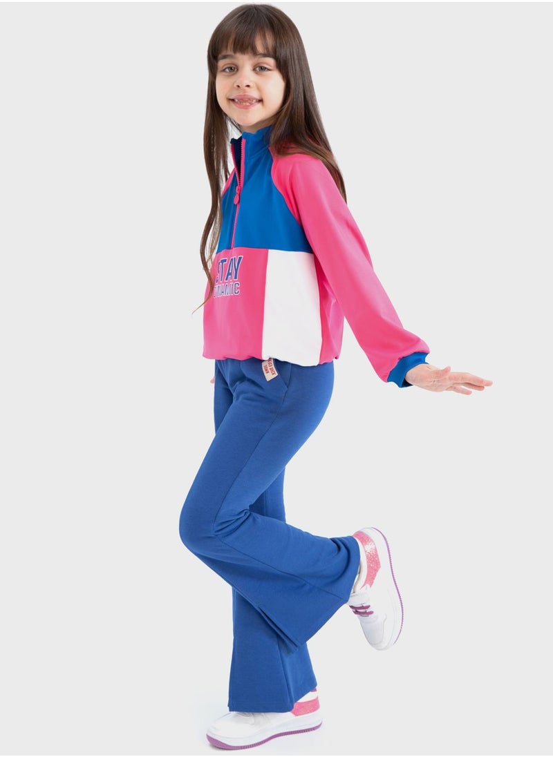DeFacto - Kids Printed Half Zip Sweatshirt - Image 1