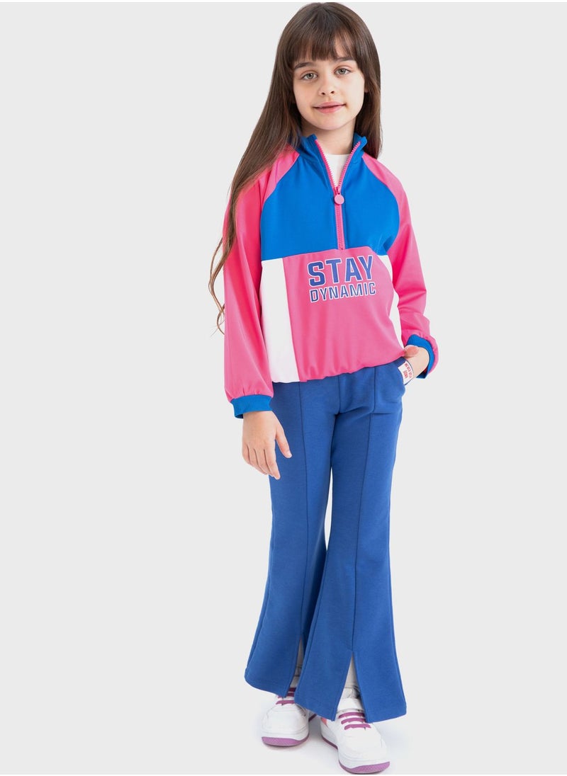 DeFacto - Kids Printed Half Zip Sweatshirt - Image 1