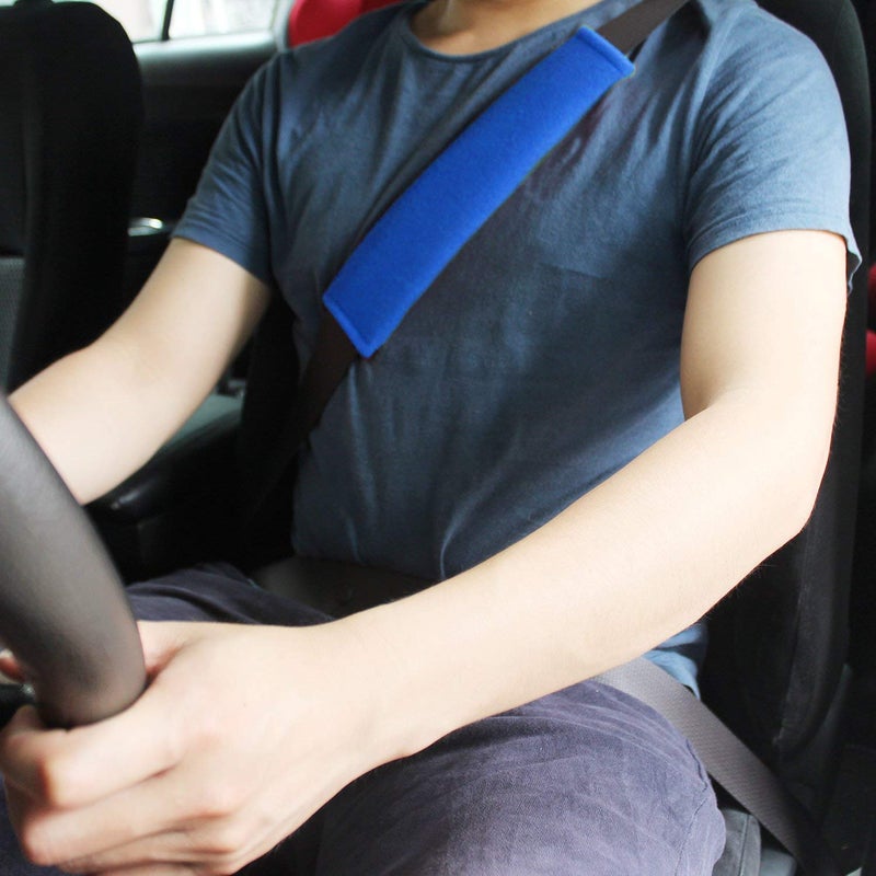 SUNTRADE Car Seat Belt Pad Cover kit2Pack Soft Car Safety Seat Belt Strap Shoulder Pad for Adults and Children Blue - Image 4