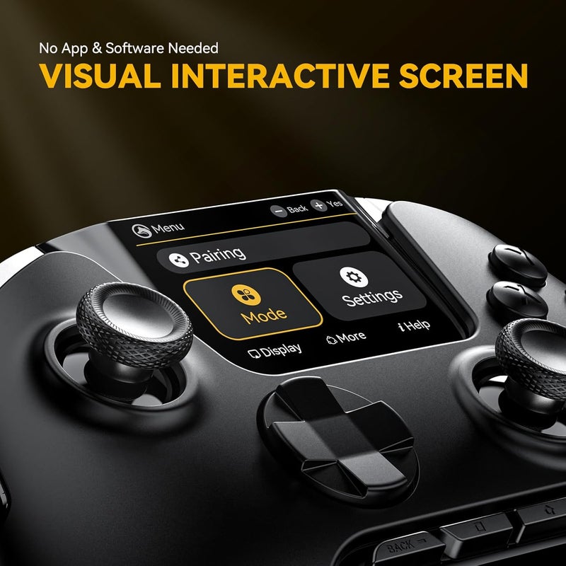 Manba One Interactive Screen Wireless Gaming Controller for PC/Switch/iOS/Android,Hall Effect Stick & Trigger,RGB Lighting,Remappable Buttons,1800mAh with Charging Dock (Deep Black) - Image 3