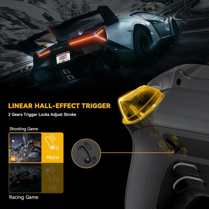 Manba One Interactive Screen Wireless Gaming Controller for PC/Switch/iOS/Android,Hall Effect Stick & Trigger,RGB Lighting,Remappable Buttons,1800mAh with Charging Dock (Deep Black) - Image 4