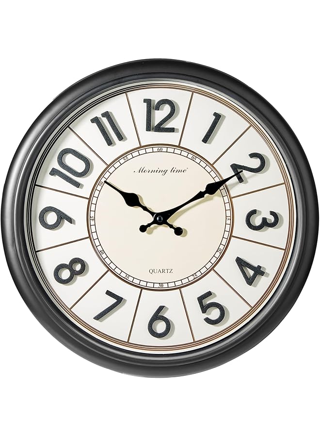 The Bros ساعة حائط، 40 سم، دائرية مع أرقام ثلاثية الأبعاد، ساعة حائط كبيرة صامتة، تعمل بالبطارية، ديكور حديث للمنزل، المكتب، وغرفة المعيشة - Image 1