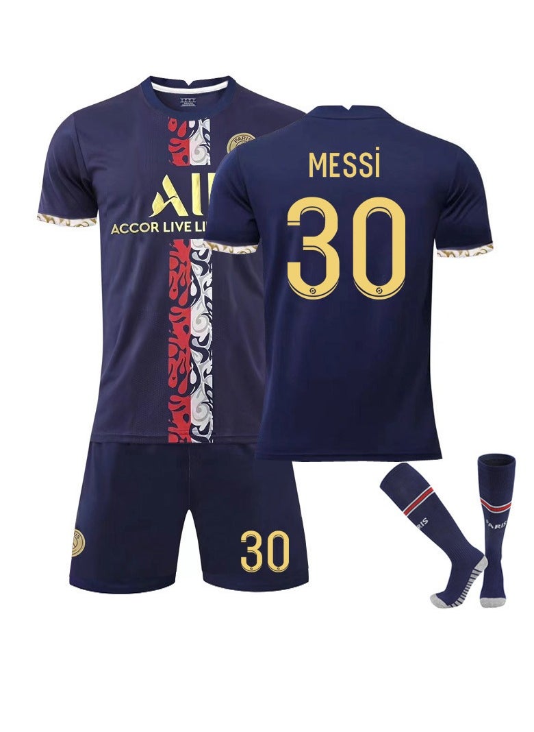 General - 22-23 New Paris Home Special Edition Gold No. 30 Messi Jersey Set Children's Adult Size Suitable for Gifts to Fans and Friends - Image 1