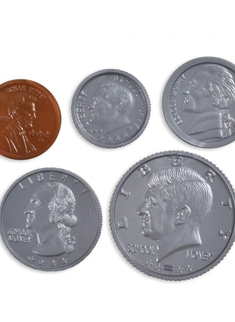 Learning Advantage LEARNING ADVANTAGE Play Coin Set - 94 Plastic Coins - Pretend Money Designed Like Real Currency - Count Change With Toy Money  - Image 1