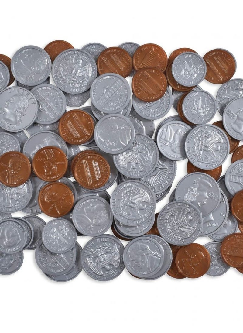 Learning Advantage LEARNING ADVANTAGE Play Coin Set - 94 Plastic Coins - Pretend Money Designed Like Real Currency - Count Change With Toy Money  - Image 2