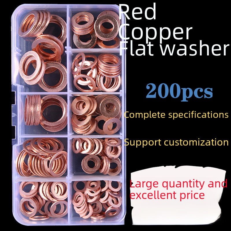200PCs copper gasket boxed copper O-type sealing gasket copper oil seal gasket combination cross-border supply(200PCs copper gasket set) - Image 4