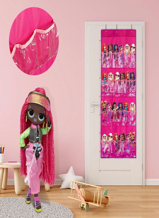 AXLOFO® LOL Toys Storage Organizer, Hanging Over The Door - Carrying Travel, 24 Clear View Pockets, Roll Up, for Small Dolls (pink) - Image 4