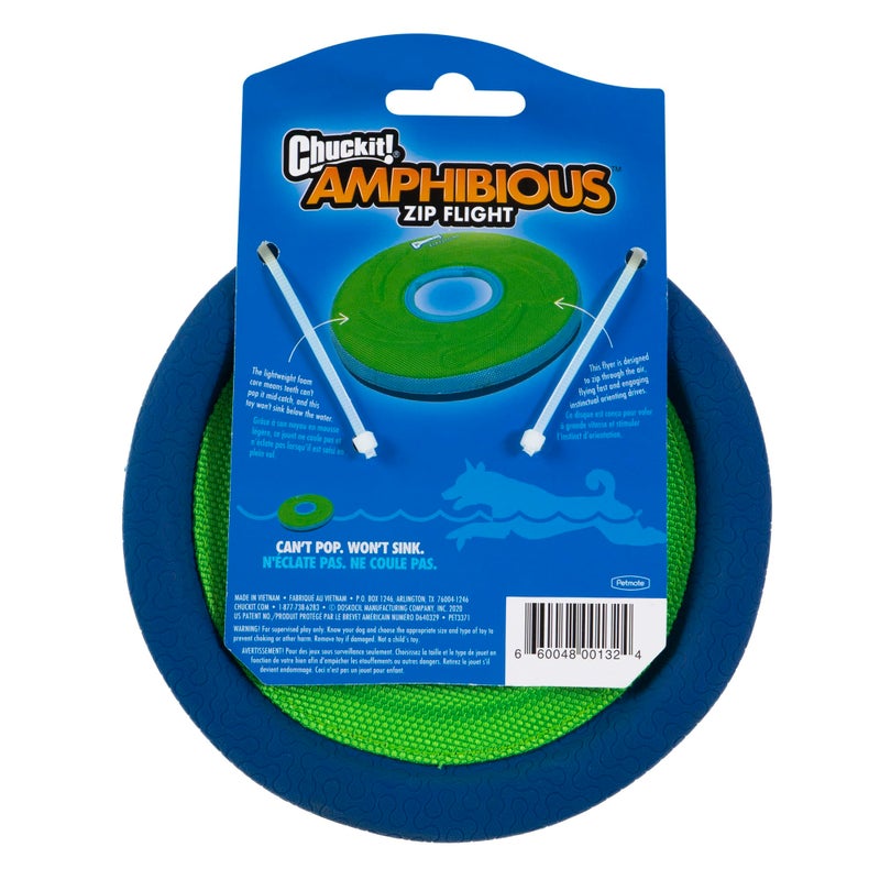 Chuckit! Zipflight Flying Disc Dog Toy, Small (6"), Green and light Blue - Image 2