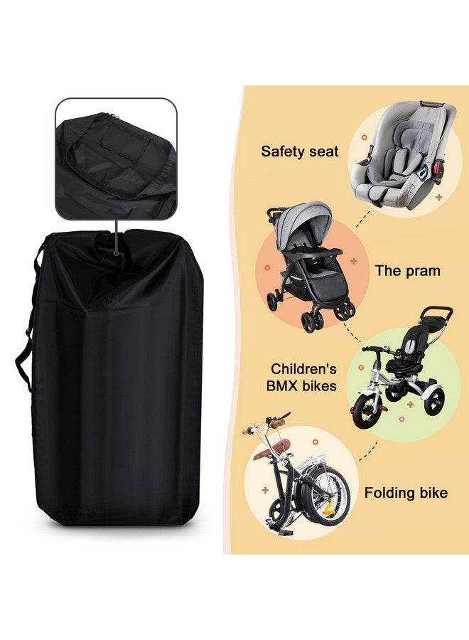 LIHAO Stroller Travel Bag, Gate Check Bag for Car Seat, Waterproof Travel Carry Bag, 600D Oxford, Black - Image 3