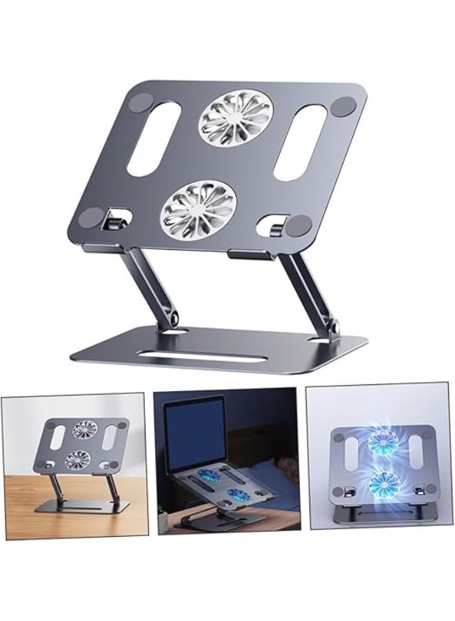 Heavy Aluminum Laptop Stand with Built-in Fan – Height Adjustable, 180° Angle, Portable, Compatible with Laptops 10-17 inch (P89F) - Image 5