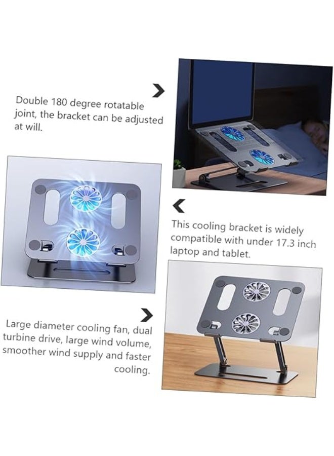Heavy Aluminum Laptop Stand with Built-in Fan – Height Adjustable, 180° Angle, Portable, Compatible with Laptops 10-17 inch (P89F) - Image 4
