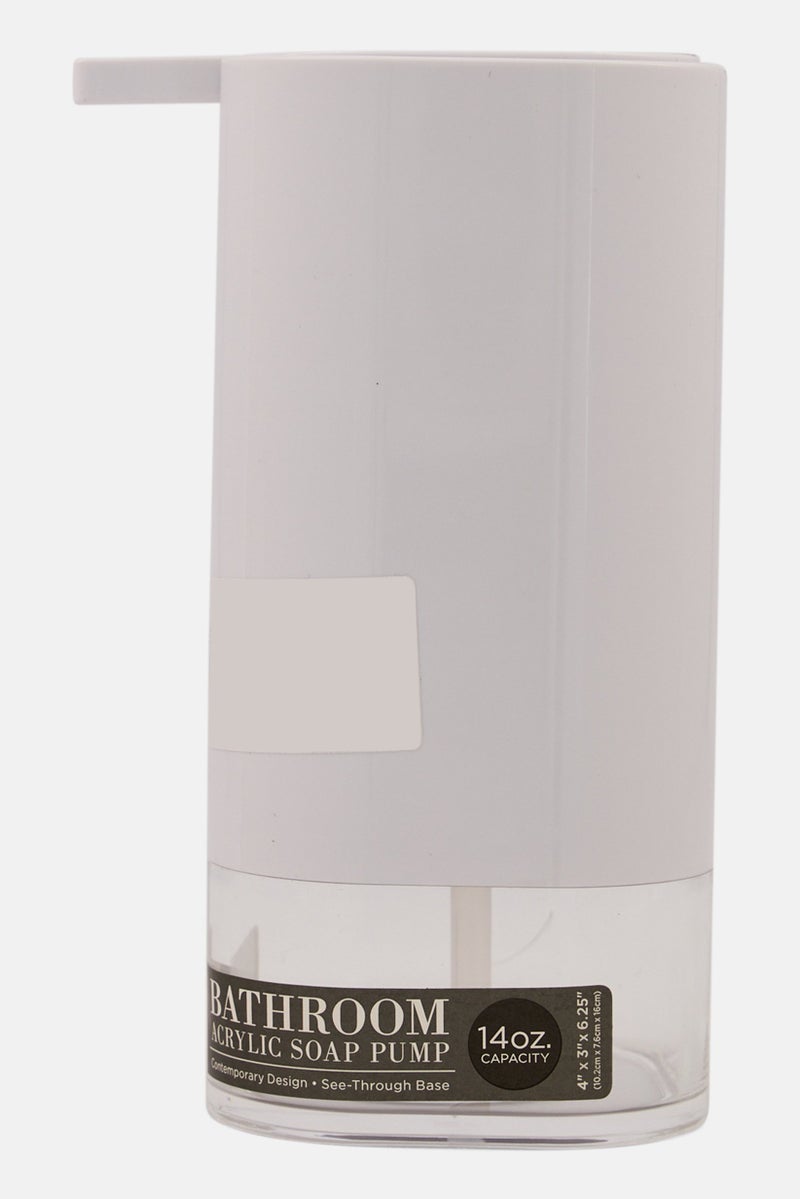 Bath Bliss Acrylic Contemporary Design Soap Dispenser, White  - Image 1