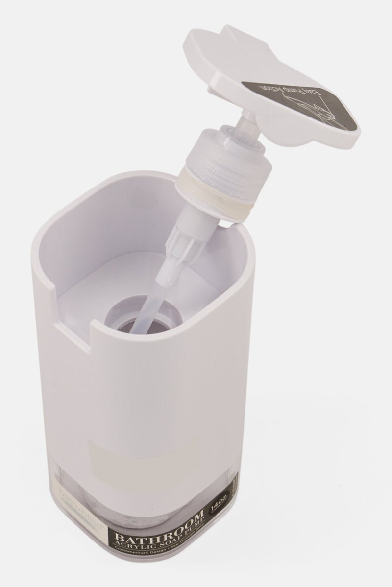Bath Bliss Acrylic Contemporary Design Soap Dispenser, White  - Image 2
