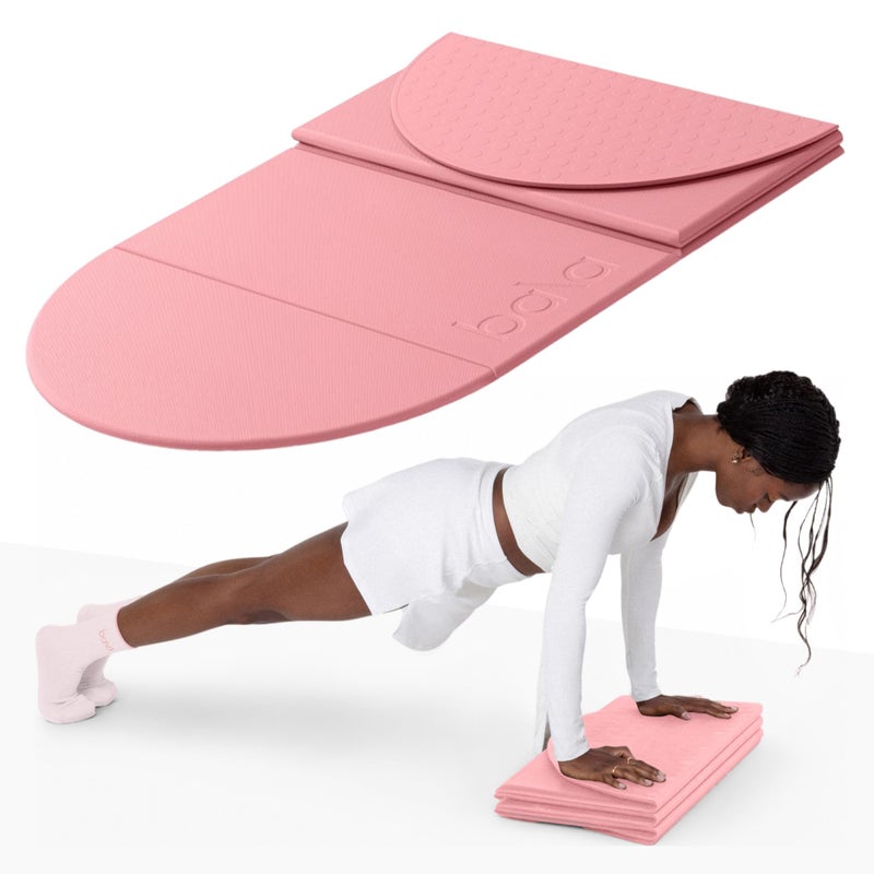 Bala Compact Workout Mat for Gym Blush 12MM Thick SlipResistant Sweat Absorbing Yoga Mat for Pilates Core Training Exercise Home Fitness Essentials for Women Men TravelFriendly - Image 2