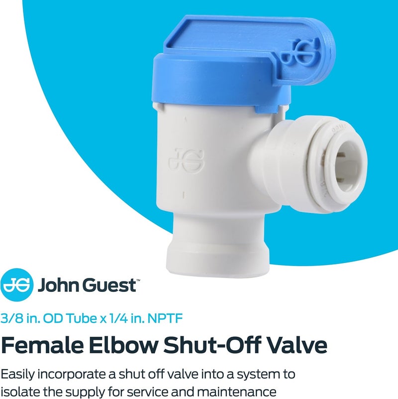 John Guest JG Speedfit PPSV501222WP 3/8-Inch by 1/4-Inch NPFT Female Elbow Shut Off Valve - Image 2