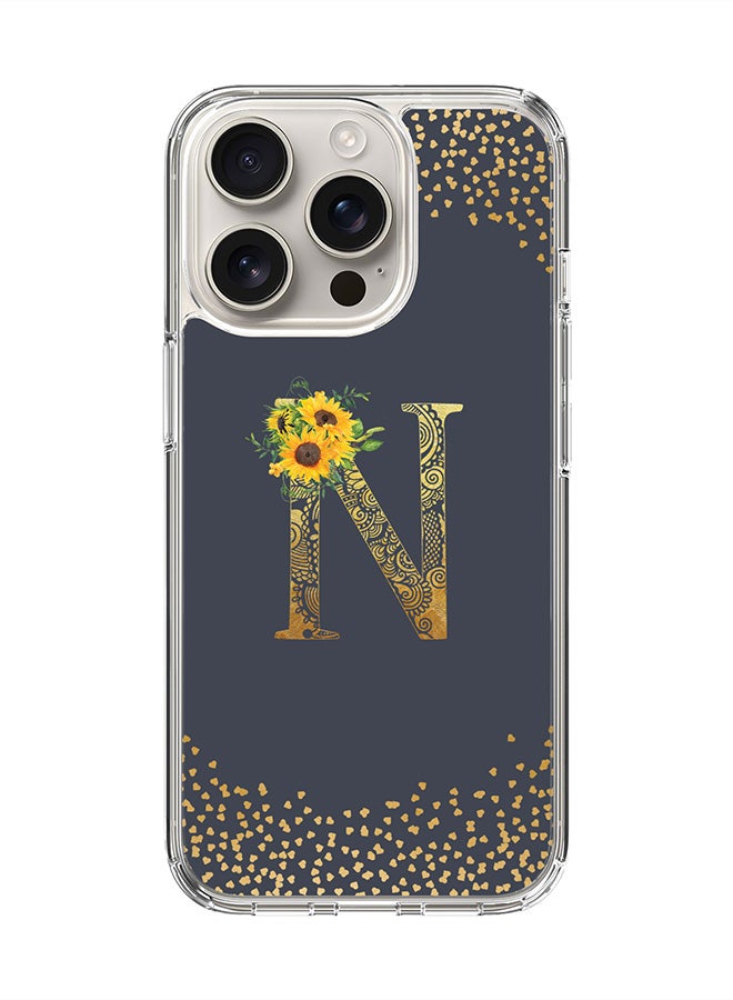 Stylizedd For iPhone 16 Pro Case [Compatible with MagSafe] Slim Magnetic cover Clear Phone Case - Custom Monogram Mandala Floral - N (Grey ) - Image 1