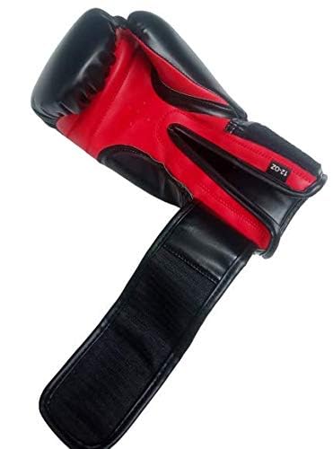 LEW Training & Muay Thai/Faux Hide Leather Mitts for Fighting & Kickboxing Punching Boxing Gloves, Black & Red - Image 3