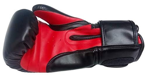 LEW Training & Muay Thai/Faux Hide Leather Mitts for Fighting & Kickboxing Punching Boxing Gloves, Black & Red - Image 4