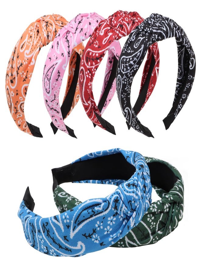 Ondder 6 Pack Bandana Headbands for Women Top Knot Headband Cute Head Bands for Women's Hair Turban Headband with Knot Hair Accessories for Women Girls - Image 1